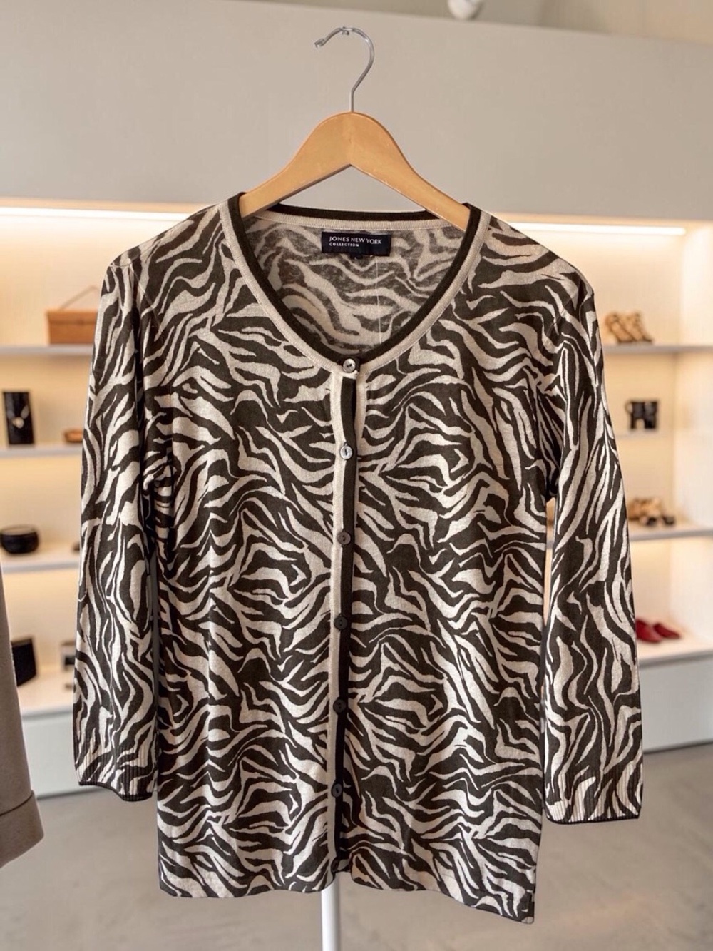 JONES NEW YORK COLLECTION | NWT Zebra Print Linen Blend Cardigan
